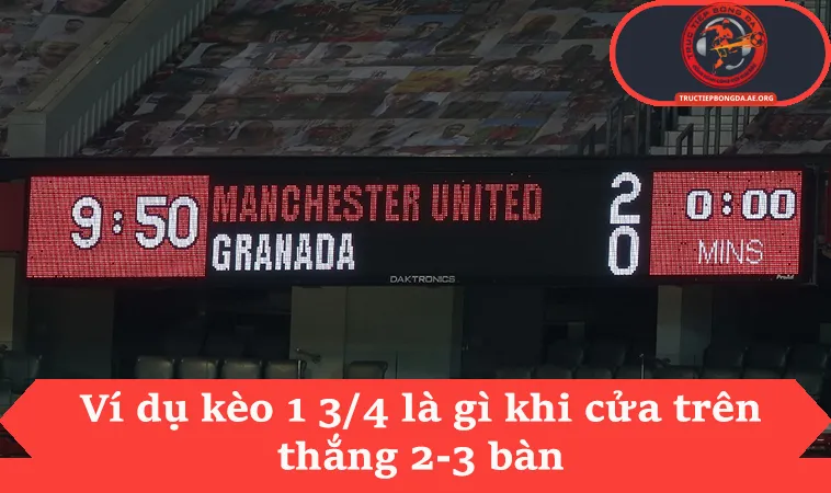 Ví dụ kèo 1 3/4 là gì khi cửa trên thắng 2-3 bàn